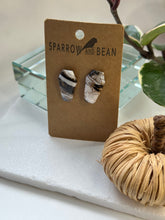 Load image into Gallery viewer, Coffin earrings black, white and granite w/ gold flakes & resin top