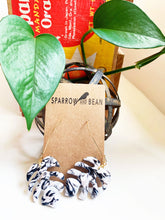 Load image into Gallery viewer, Petite Monstera Earrings w/ gold flakes & resin top