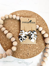 Load image into Gallery viewer, Petite Monstera Earrings w/ gold flakes & resin top
