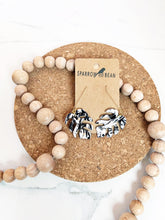 Load image into Gallery viewer, Petite Monstera Earrings w/ gold flakes & resin top