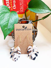 Load image into Gallery viewer, Petite Monstera Earrings w/ gold flakes & resin top