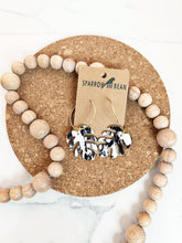 Load image into Gallery viewer, Petite Monstera Earrings w/ gold flakes & resin top