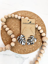 Load image into Gallery viewer, Petite Monstera Earrings w/ gold flakes & resin top