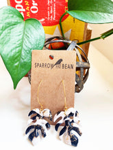 Load image into Gallery viewer, Petite Monstera Earrings w/ gold flakes & resin top