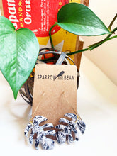 Load image into Gallery viewer, Petite Monstera Earrings w/ gold flakes & resin top