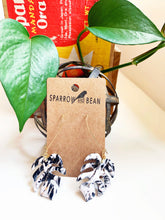 Load image into Gallery viewer, Petite Monstera Earrings w/ gold flakes & resin top