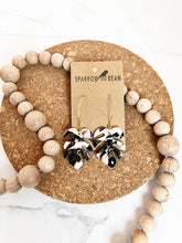 Load image into Gallery viewer, Petite Monstera Earrings w/ gold flakes & resin top