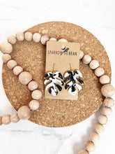 Load image into Gallery viewer, Petite Monstera Earrings w/ gold flakes & resin top