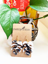 Load image into Gallery viewer, Petite Monstera Earrings w/ gold flakes & resin top