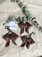 Load image into Gallery viewer, Brown leather bow keychain
