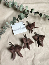 Load image into Gallery viewer, Brown leather bow keychain
