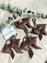 Load image into Gallery viewer, Brown leather bow keychain
