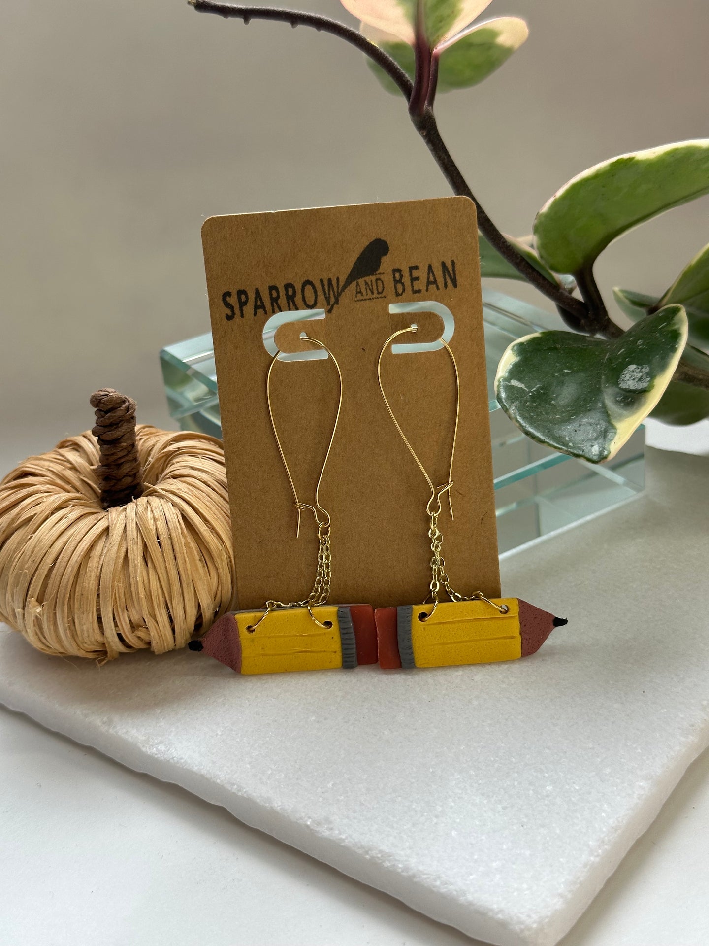 Pencil dangle earrings