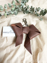 Load image into Gallery viewer, Brown leather bow keychain
