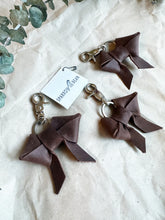 Load image into Gallery viewer, Brown leather bow keychain
