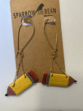 Load image into Gallery viewer, Pencil dangle earrings
