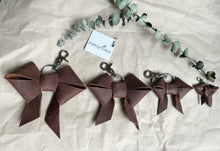 Load image into Gallery viewer, Brown leather bow keychain
