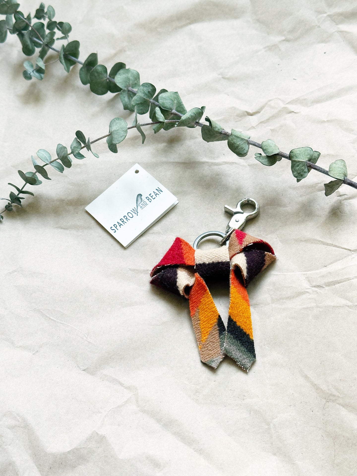 3.5 inch Pendleton wool bow keychain