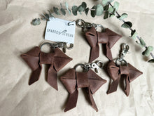 Load image into Gallery viewer, Brown leather bow keychain
