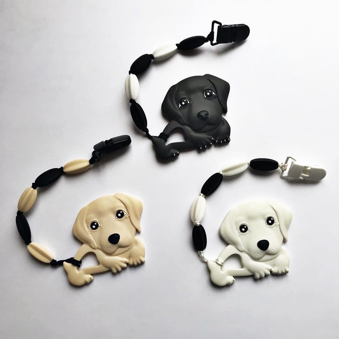 Labrador Puppy Teether Clip (Black/Cream/White)